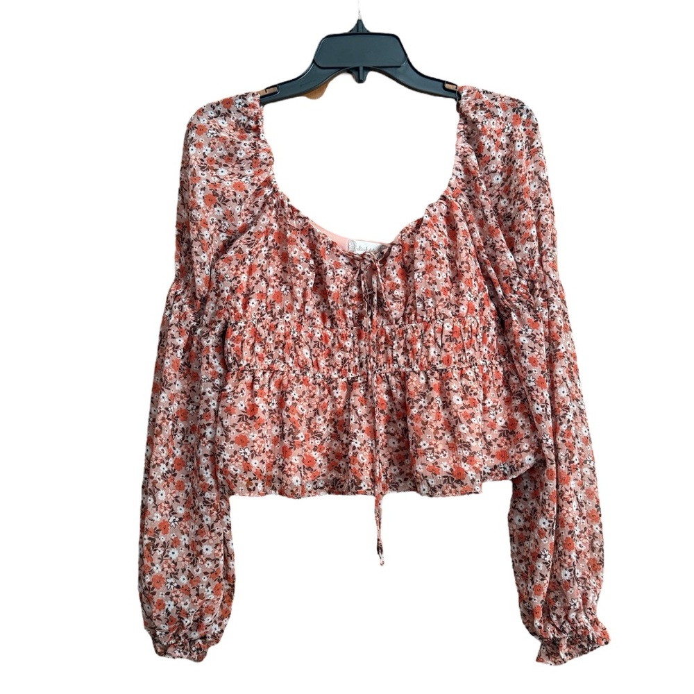 Altar'd State Coral Floral Blouse